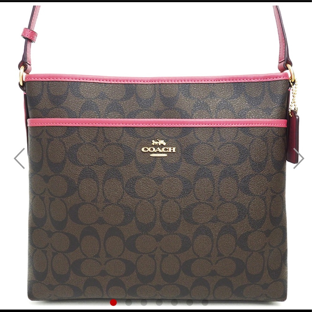 Coach Signature Messenger Crossbody Bag Pink Strap